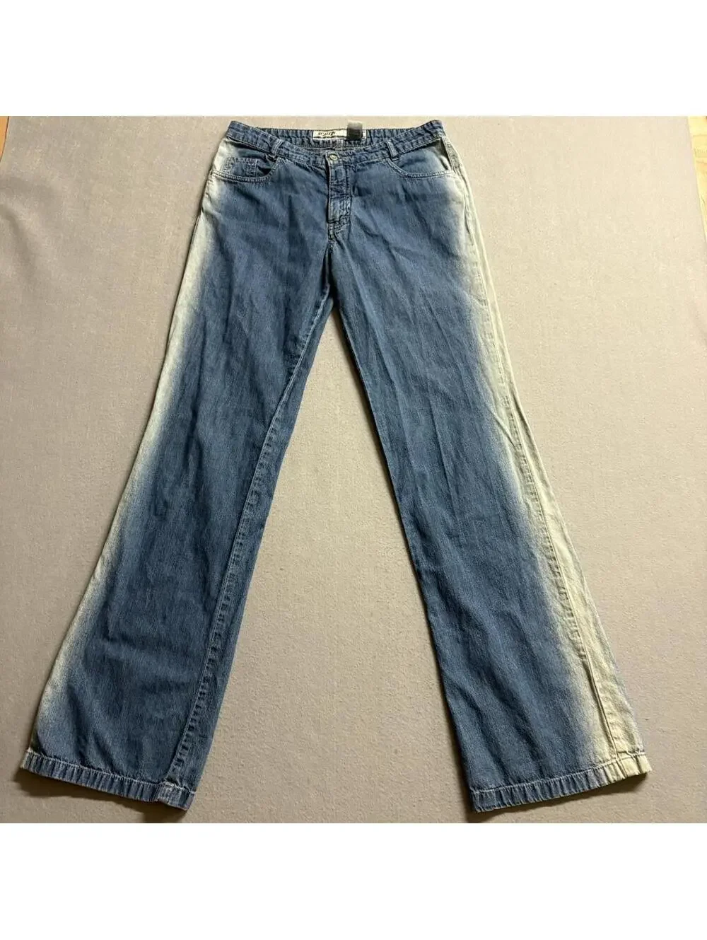 Scalon Vintage Wide Leg Jeans Mens 40 Blue Denim Bleached Side Stripe Brazil Y2K